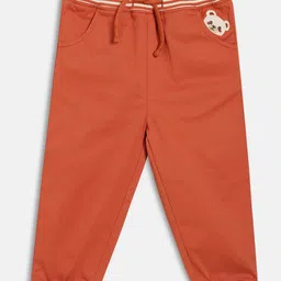 MINI KLUB Cotton Blend Woven Teddy Bear Patch Detailed Pants - Rust Orange-picture-10