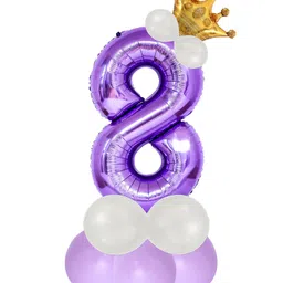 Décor Mantra 32 Inch Number Foil Balloon 8 For birthday Decorations Items Kit Set-Purple Color-Pack of 14-image-49