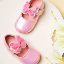 Mine Sole Shimmered Bow Applique Detailed Mary Jane Ballerinas - Pink-picture-10