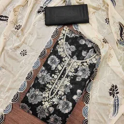 KIMISHA Floral Embellished Beads And Stones Unstitched Dress Material-image-23
