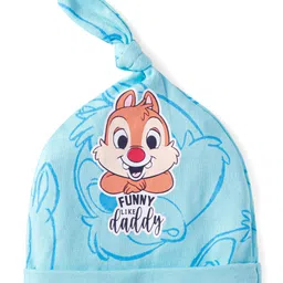 Babyhug Disney Interlock Knit Knot Caps with Chip n Dale Graphics Blue & Yellow Pack of 3 - Diameter 10.5 cm image 2