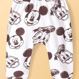 Babyoye Disney Interlock Knit Full Length Diaper Leggings With Mickey & Friends Graphics Pack of 2 - White & Red image 2