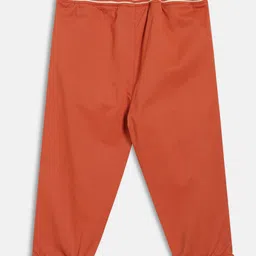 MINI KLUB Cotton Blend Woven Teddy Bear Patch Detailed Pants - Rust Orange image 3