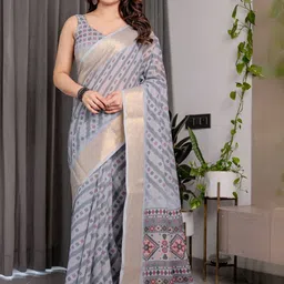 ALMAARI FASHION Ethnic Motifs Printed Pure Cotton Kanjeevaram Saree-picture-25