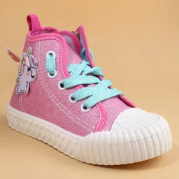 Cute Walk by Babyhug Casual Shoes with Zip Closure & Unicorn Applique - Pink image 3