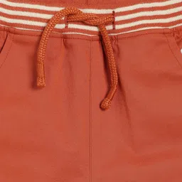 MINI KLUB Cotton Blend Woven Teddy Bear Patch Detailed Pants - Rust Orange image 4