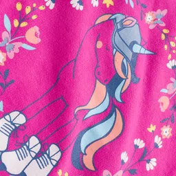 Zero Looper Knit Full Sleeves T-Shirt With Unicorn Print - Dark Pink image 3