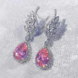 Jewels Galaxy Silver-Plated American Diamond Studded Teardrop Shaped Drop Earrings-image-39