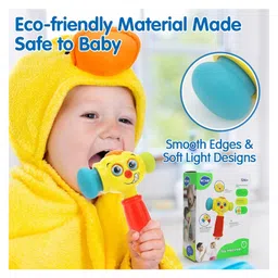 Yamama Musical Toy 2 in 1 Baby Pounding Hammer Toy for Kids with Lights and Soothing Music Interchangeable Eyes Baby Fun Hammer Educational Learning Toy for Kids and Babies - Multicolor image 5