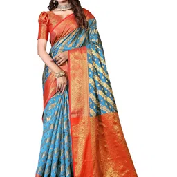 AKSH FASHION Multi Silk Blend Sarees-image-35