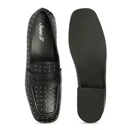 Saint G Women Woven Design Slip-On Round Toe Leather Loafers image 3