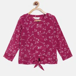 Gini and Jony Girls Fuchsia & White Floral Print Regular Top with Inner Slip-picture-25