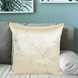 Vinayaka Fab Beige Floral Square Cushion Covers-image-50