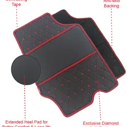 Elegant Luxury Leatherette Black & Red Carpet Car Mat Compatible With Mahindra Scorpio N image 2