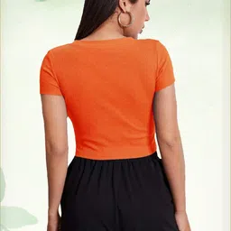 SSTAIR Women Round Neck Ribbed Crop Top-image-88