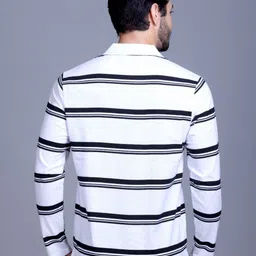 SANE ORIGINALS Men Striped Polo Collar T-shirt image 4