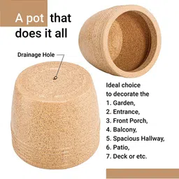 Kuber Industries 4 Pieces Brown & White Textured Roto Mould Flower Planters With Tray image 5