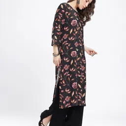 Anouk Rustic Keyhole Neck Floral Printed Straight Kurta image 4