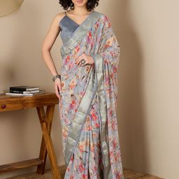 Saree mall Floral Zari Poly Georgette Ready to Wear Banarasi Sarees-picture-21