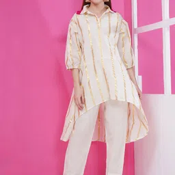 LABEL KASHI Women Striped Cotton Kurta with Trousers-picture-32