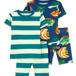 Carter's Baby 4 Piece Fish Print 100% Snug Fit Cotton PJs - Green & Blue-picture-28