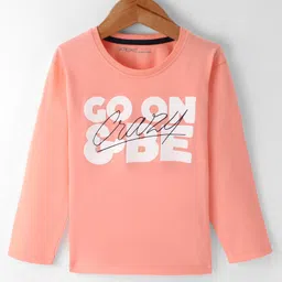 Doreme Single Jersey Knit Full Sleeves T-Shirt With Text Print - Tropical Coral-picture-18