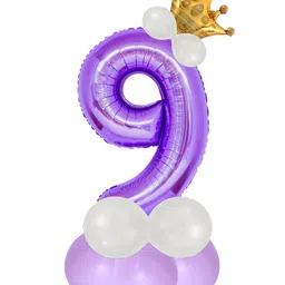 decor mantra Décor Mantra 32 Inch Number Foil Balloon 9 For birthday Decorations Items Kit Set-Purple Color-Pack of 14-picture-11
