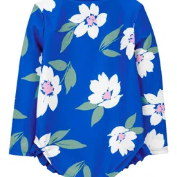 Carter's Floral One-Piece Zip-Front Rashguard Swimsuit - Blue image 3