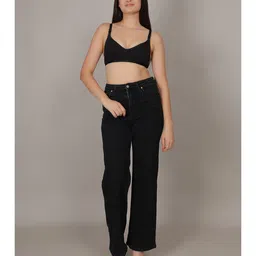 Fabme Cotton Knit Solid Non Padded Seamless Maternity Bra With Side Open Nursing Access - Black image 3