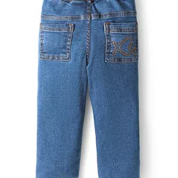 Babyoye Cotton Elastane Full Length Denim Jeans With Cool Fun Print - Blue image 3