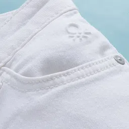 UCB Cotton Woven Full Length Solid Colour Jeans - Off White image 3