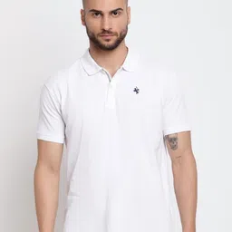 Cantabil Men Solid Polo Collar Cotton T-shirt-image-62