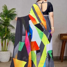 P D Silk Mills Floral Pure Georgette Saree image 5