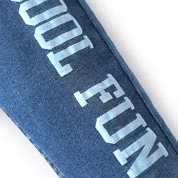 Babyoye Cotton Elastane Full Length Denim Jeans With Cool Fun Print - Blue image 4