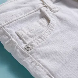 UCB Cotton Woven Full Length Solid Colour Jeans - Off White image 4