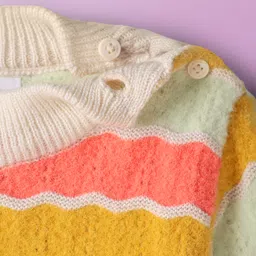 Babyoye Knit Full Sleeves Pullover Sweater with Stripes - Multicolor image 5