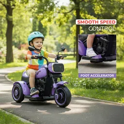 Baybee Motocruise Rechargeable Electric Bike for Kids with MP3 Player, USB, Bluetooth, RGB LED Lights & Foot Accelerator Battery-Operated Ride-On Baby Big Bikes for Boys & Girls 1-5 Years (Purple) image 5
