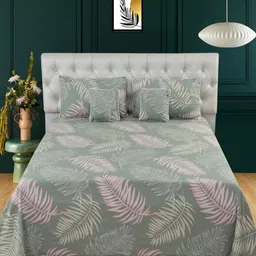 MORADO Green Printed Cotton Double Bedsheet With 2 Pillow Cover & 2 Cushion Filler-picture-44