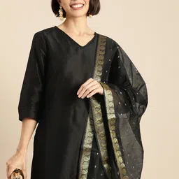 Anouk Women Black Kurta with Trousers & With Dupatta-picture-34