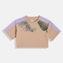 Puma Girls T7 VACAY QUEEN Graphic Youth Tropical Print Pure Cotton Boxy Crop Top-picture-42