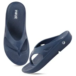 NEOZ Men Navy Blue Rubber Thong Flip-Flops image 2