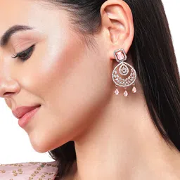 Rubans Gold-Toned Crescent Shaped Drop Earrings image 1