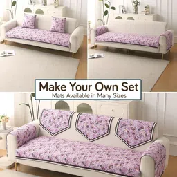 HOKIPO Peony Lavender & Grey Printed Velvet 1/2/3 Seater and L Shape Sofa Cover image 2