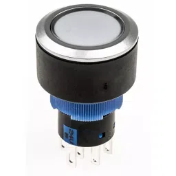 RS PRO Illuminated Push Button Switch Momentary 22.2 mm Cutout DPDT Blue LED 250 V AC, 1758321 image 3