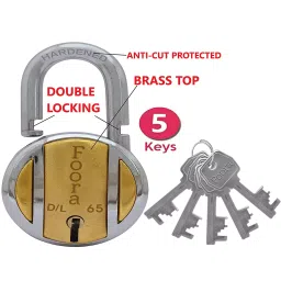 Foora Brass Lock and Keys Door Lock for Home Link Round 65mm image 2