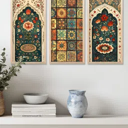 Kotart Brown & Beige 3 Pieces Floral and Botanical Wooden Wall Paintings-image-71