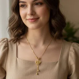 VYRA Gold-Plated Artificial Stones Studded Minimal Necklace image 2