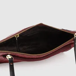 Hidesign Maroon Leather Basketweave Sling Bag image 4