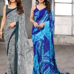 Moda Rapido Pack Of 2 Abstract Printed Pure Georgette Saree-image-86