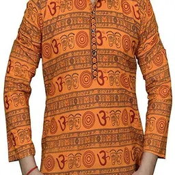 himashu handlooms Men's Cotton Long Kurta (Multi-Coloured) image 1